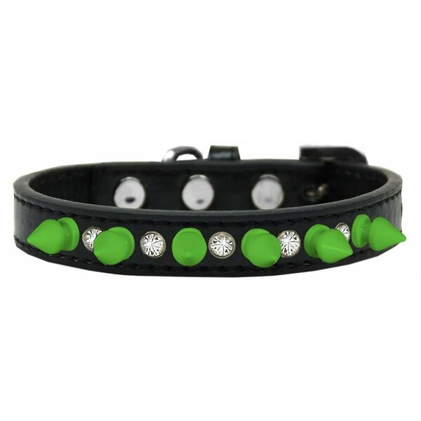 Mirage Pet Products Crystal & Neon Green Spikes Dog CollarBlack Size 10 625-GR BK10